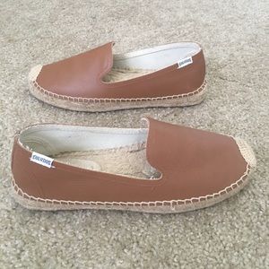 8.5 Soludos tan leather platform espadrilles